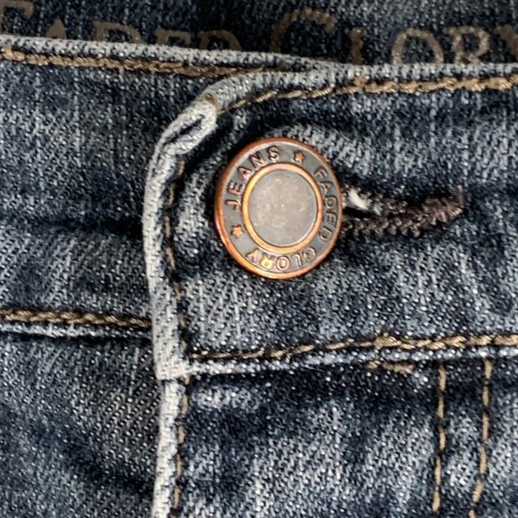 Faded Glory High Rise Jean Shorts 16W Cutoff Frayed Hem Stretch Denim Blue - Picture 5 of 11